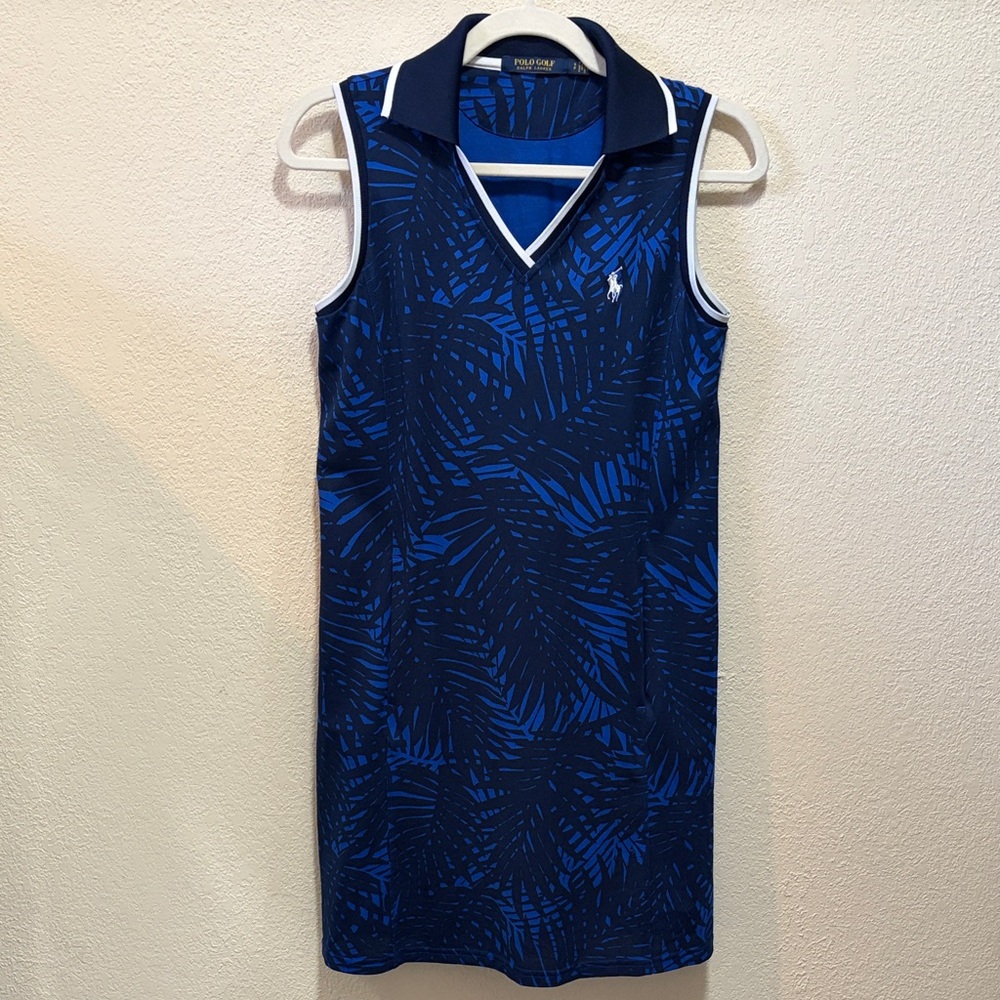 Polo Golf Ralph Lauren Womens Small Blue Print Sleeveless Golf Dress Stretch